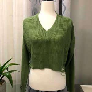 Distressed Cropped Sweater